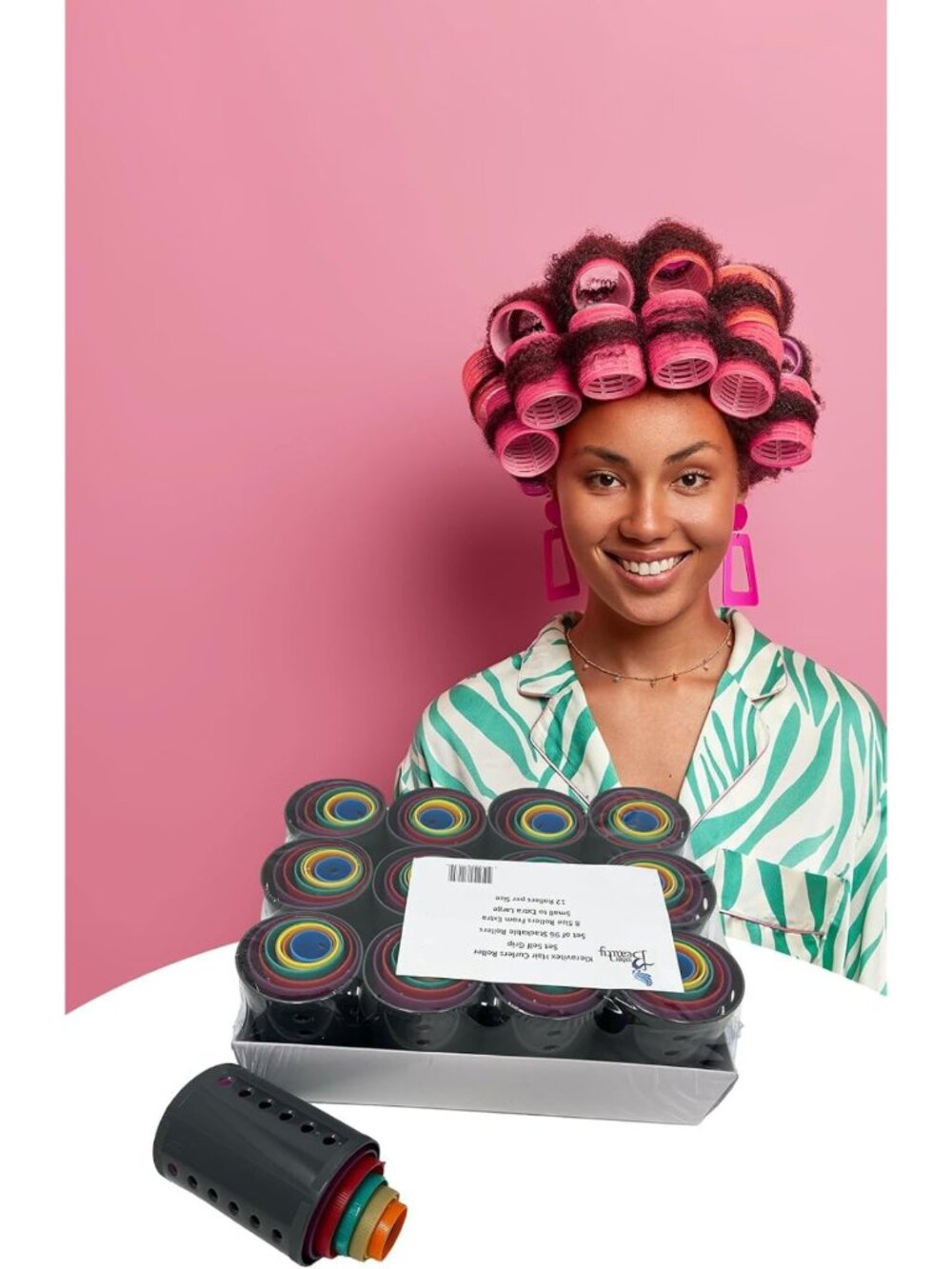 96-Piece Stackable Hair Roller Set - 8 Sizes for Perfect Curls - Styling Tool